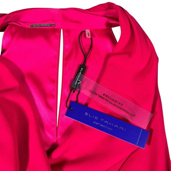 Elie Tahari Collection Womens Pink Fit & Flare Pleated Cowl Neck Dress Size 6 - Picture 12 of 16